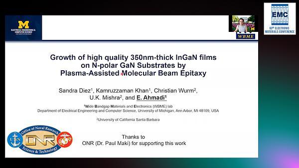 Growth of High Quality 350nm-Thick InGaN Films on N-Polar GaN Substrates by Plasma-Assisted Molecular Beam Epitaxy