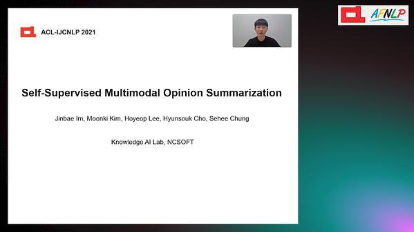 Self-Supervised Multimodal Opinion Summarization