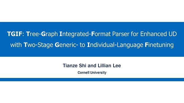 TGIF: Tree-Graph Integrated-Format Parser for Enhanced UD with Two-Stage Generic- to Individual-Language Finetuning