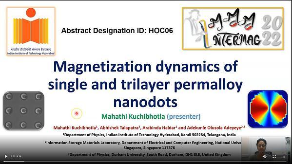 Magnetization Dynamics of Single and Trilayer Permalloy Nanodots