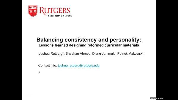 Balancing consistency and authenticity: Lessons learned designing reformed curricular materials